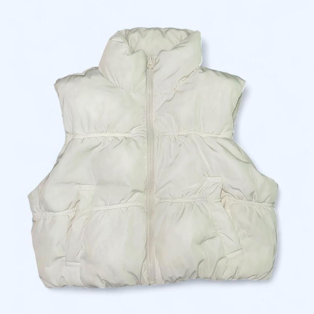 H&M Off-White Cropped Puffer Vest